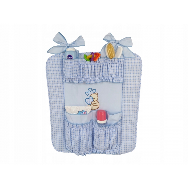 Kinderbetttasche - Teddybär mit Herz Blau