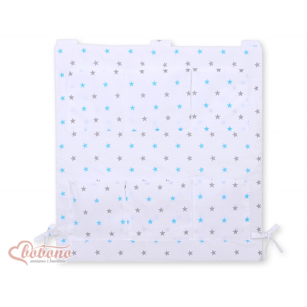 Kinderbetttasche - wiess mit blau-grauen Sternchen