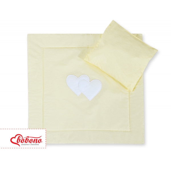 Kinderwagen Set 2tlg Decke und  Kissen - Hängende Herzen creme