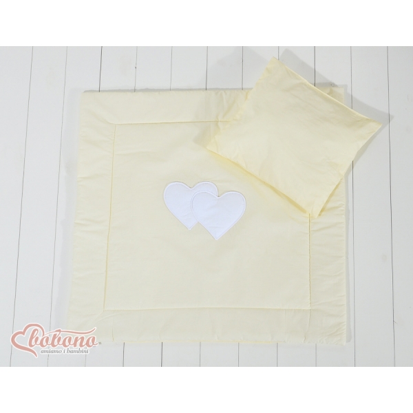Kinderwagen Set 2tlg Decke und  Kissen - Hängende Herzen creme