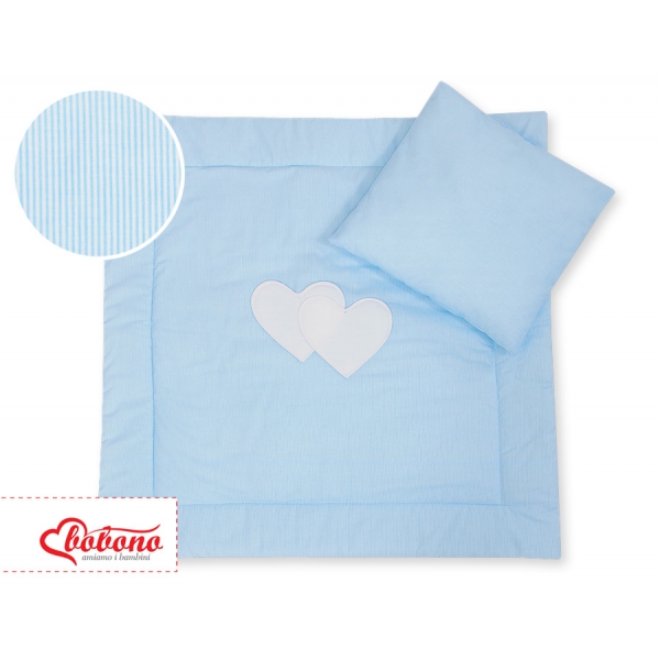 Kinderwagen Set 2tlg - Hängende Herzen blau gestreift