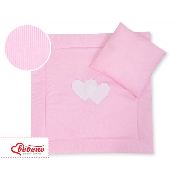 Kinderwagen Set 2tlg - Hängende Herzen rosa gestreift