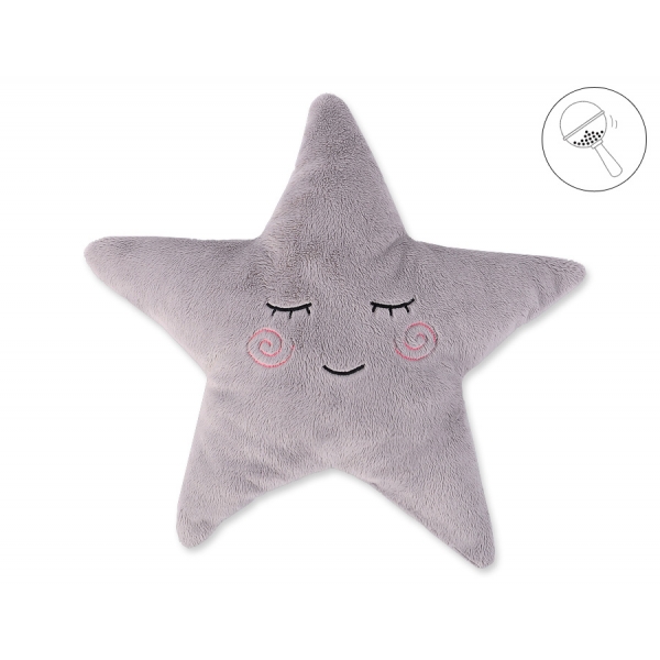 Kissen LITTLE STAR mit Rassel - grau