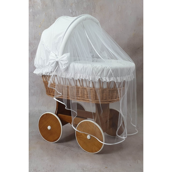 Komplett Stubenwagen Set mit Bettwäsche Weiß