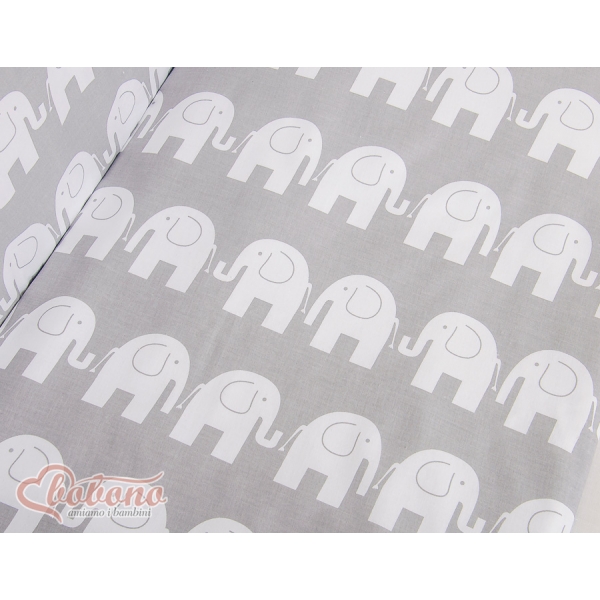 Komplett  Beistellbett FABIO mit Matratze und Bettwäsche Set - Basic Elefanten grau