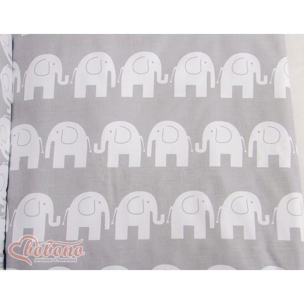 Komplett  Beistellbett FABIO mit Matratze und Bettwäsche Set - Basic Elefanten grau