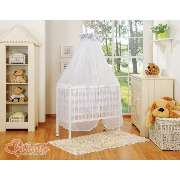 Komplett  Beistellbett FABIO mit Matratze und Bettwäsche Set - Basic Elefanten grau