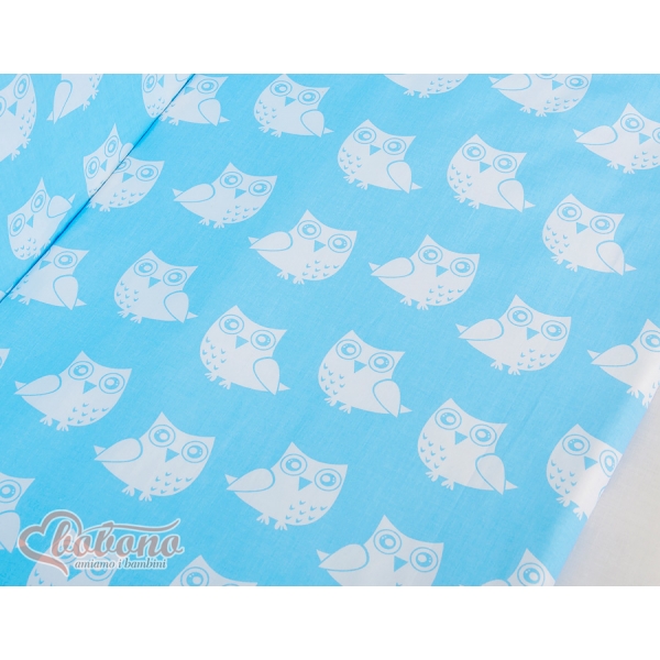 Komplett Beistellbett FABIO mit Matratze und Bettwäsche Set - Basic Eulen blau