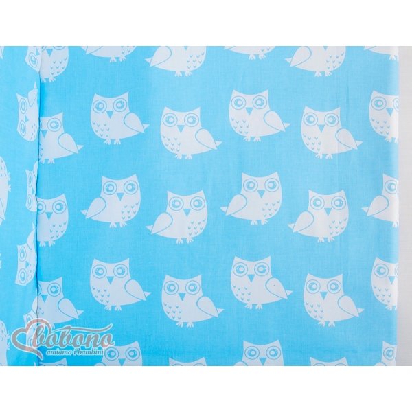 Komplett Beistellbett FABIO mit Matratze und Bettwäsche Set - Basic Eulen blau