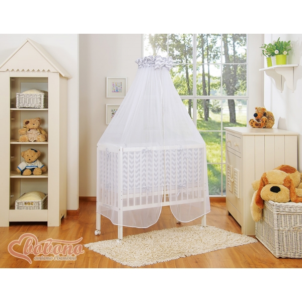 Komplett Beistellbett FABIO mit Matratze und Bettwäsche Set - Basic Zick-Zack - grau