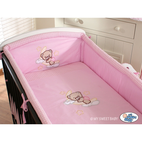 Komplett Bettwäsche Set für Babybett 3-tlg (L70) - Gute Nacht rosa