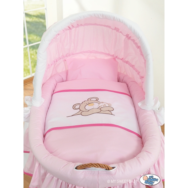Komplett Bollerwagen mit Bettwäsche mit Haube - Teddy Bär Branaba rosa