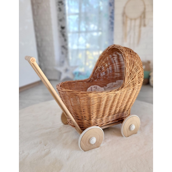 Korbpuppenwagen - natur