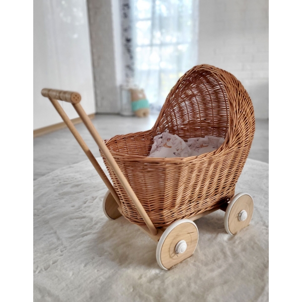 Korbpuppenwagen - natur