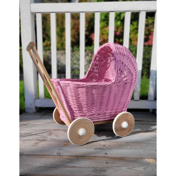 Korbpuppenwagen - pink