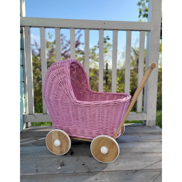Korbpuppenwagen - pink