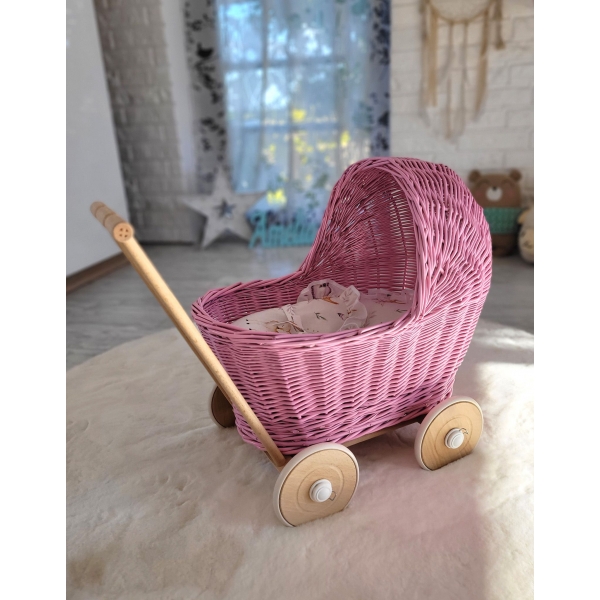 Korbpuppenwagen - pink
