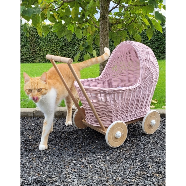 Korbpuppenwagen - rosa