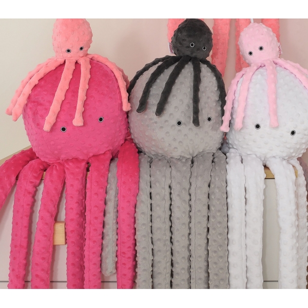 Kuscheltier Oktopus groß - altrosa - Polka Dot Minky