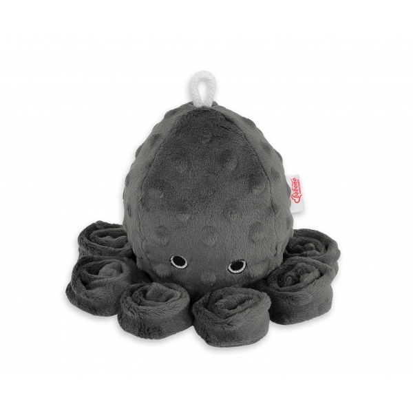 Kuscheltier Oktopus mit Rassel - anthrazit - Polka Dot Minky