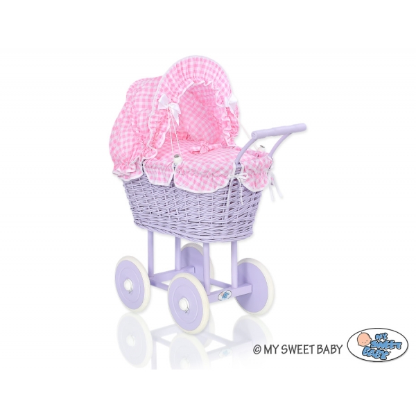 Lila Weide Puppenwagen Bettwäsche Rosa Kariert nr 91699-384