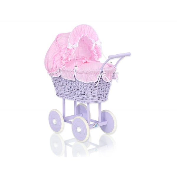 Lila Weide Puppenwagen Rosa mit Punktmuster Weiß nr 91699-530