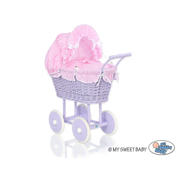 Lila Weide Puppenwagen Rosa mit Punktmuster Weiß nr 91699-530