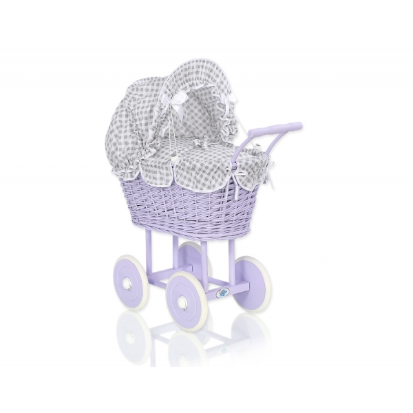 Lila Weide Retro Puppenwagen Bettwäsche Grau Kariert nr 91699-619