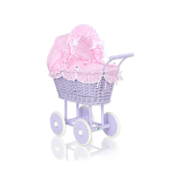 Lila Weide Vintage Puppenwagen Bettwäsche Rosa Punktmuster nr 91699-553