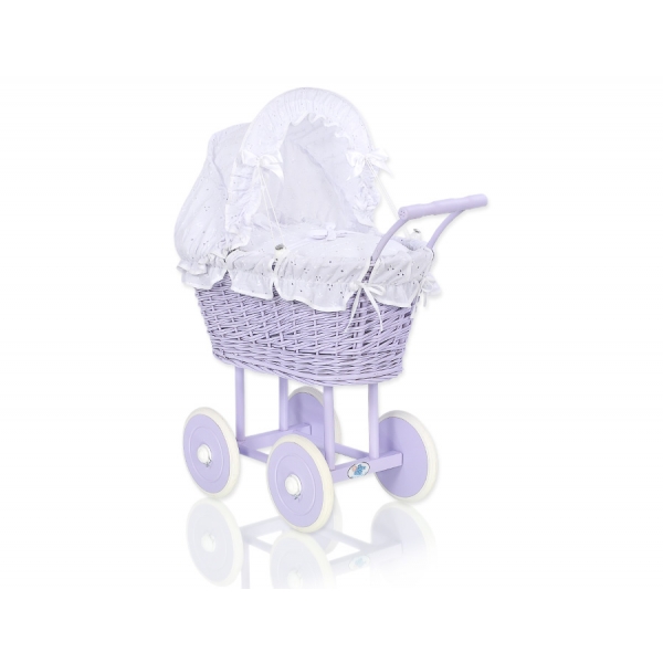 Lila Weide Vintage Puppenwagen Weiß Weiß mit Stickerei nr 91699-906