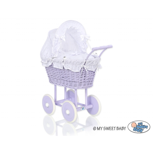 Lila Weide Vintage Puppenwagen Weiß Weiß mit Stickerei nr 91699-906