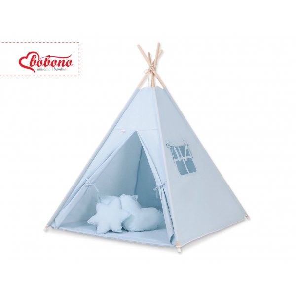 MEGA Set: Teepee Kinder Spielzelt + Spielmatte+ Kissen + Schmuckfedern GRATIS! - blau