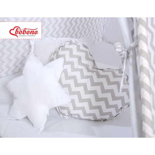 MEGA Set: Teepee Kinderspiel-Zelt+ Spielmatte+ Kissen + Schmuckfedern GRATIS! - Chevron grau