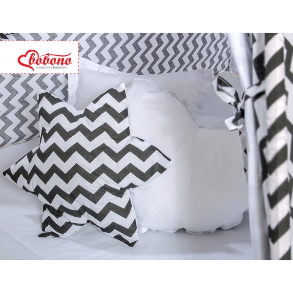 MEGA Set: Teepee Kinderspiel-Zelt+ Spielmatte+ Kissen + Schmuckfedern GRATIS! - Chevron schwarz