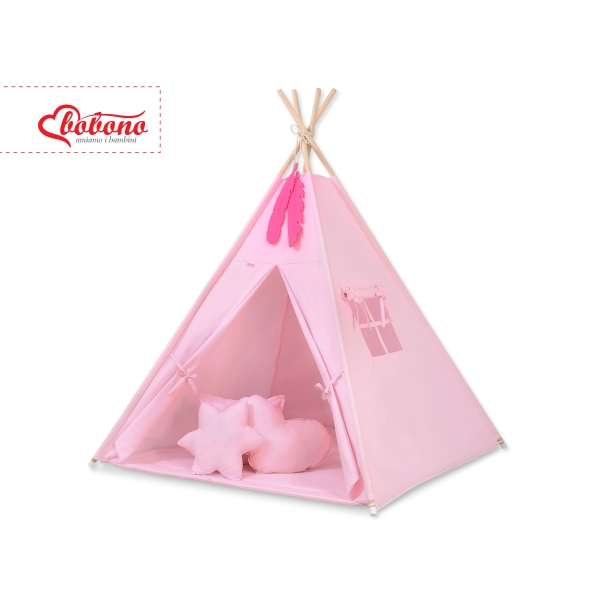 MEGA Set: Teepee Kinder Spielzelt + Spielmatte+ Kissen + Schmuckfedern GRATIS! - rosa