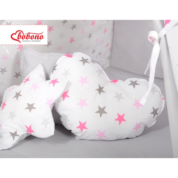MEGA Set: Teepee Kinderspiel-Zelt+ Spielmatte+ Kissen +Schmuckfedern GRATIS! - Sternen rosa-grau/grau