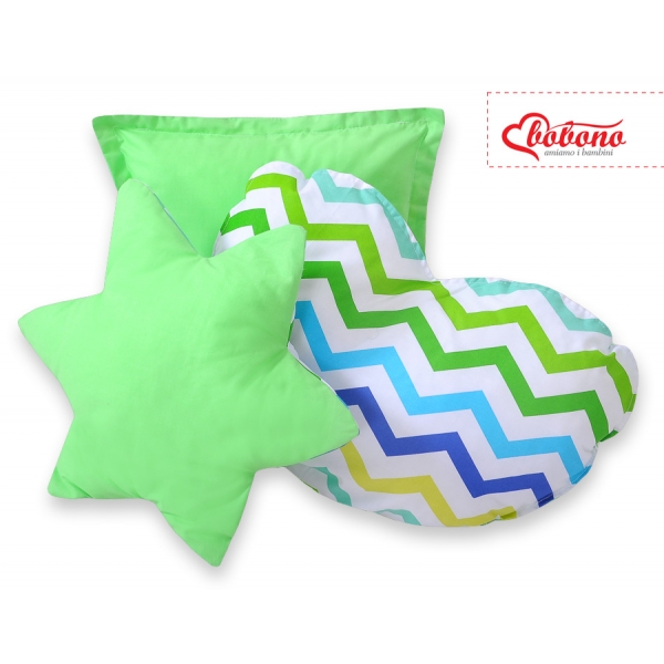 MEGA Set: Teepee Kinderspiel-Zelt+ Spielmatte+ Kissen - Chevron grün-blau