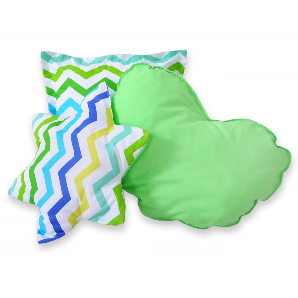 MEGA Set: Teepee Kinderspiel-Zelt+ Spielmatte+ Kissen - Chevron grün-blau