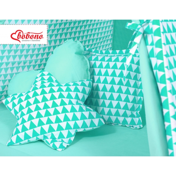 MEGA Set: Teepee Kinderspiel-Zelt+ Spielmatte+ Kissen - Dreiecke-minze