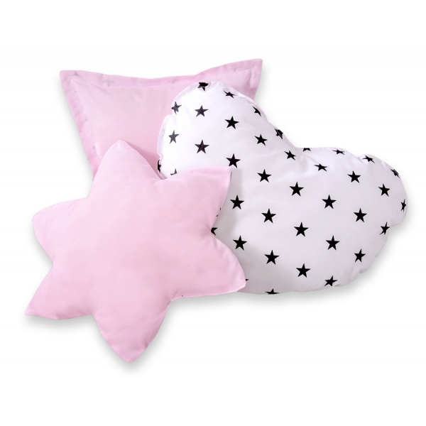 MEGA Set: Teepee Kinderspiel-Zelt+ Spielmatte+ Kissen - Schwarze Sternchen/rosa