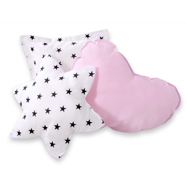 MEGA Set: Teepee Kinderspiel-Zelt+ Spielmatte+ Kissen - Schwarze Sternchen/rosa