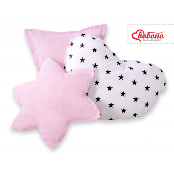 MEGA Set: Teepee Kinderspiel-Zelt+ Spielmatte+ Kissen - Schwarze Sternchen/rosa