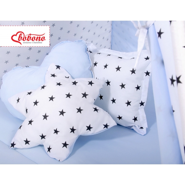 MEGA Set: Teepee Kinderspiel-Zelt+ Spielmatte+Kissen+ Schmuckfedern GRATIS! - Schwarze Sternchen/blau