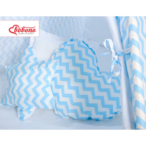 MEGA Set: Tipi Zelt für Kinder+ Spielmatte+ Kissen + Schmuckfedern GRATIS! - Chevron blau