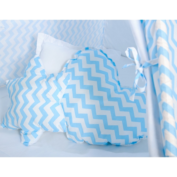 MEGA Set: Tipi Zelt für Kinder+ Spielmatte+ Kissen + Schmuckfedern GRATIS! - Chevron blau
