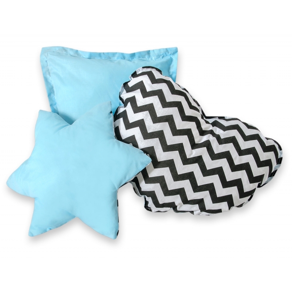 MEGA Set: Tipi Zelt Kinderspiel-Zelt+ Spielmatte+ Kissen - Chevron schwarz/ hell blau