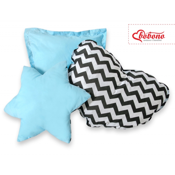 MEGA Set: Tipi Zelt Kinderspiel-Zelt+ Spielmatte+ Kissen - Chevron schwarz/ hell blau