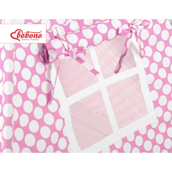 MINI Set: Teepee Kinderspiel-Zelt mit Spielmatte und Schmuckfedern GRATIS! -  rosa Punkt-Muster