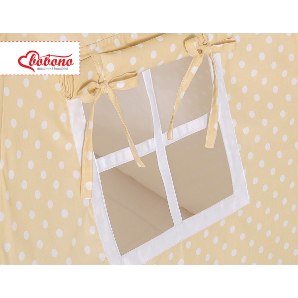 MINI Set: Teepee Kinderspiel-Zelt mit Spielmatte und Schmuckfedern GRATIS! - Beige-Punktemuster