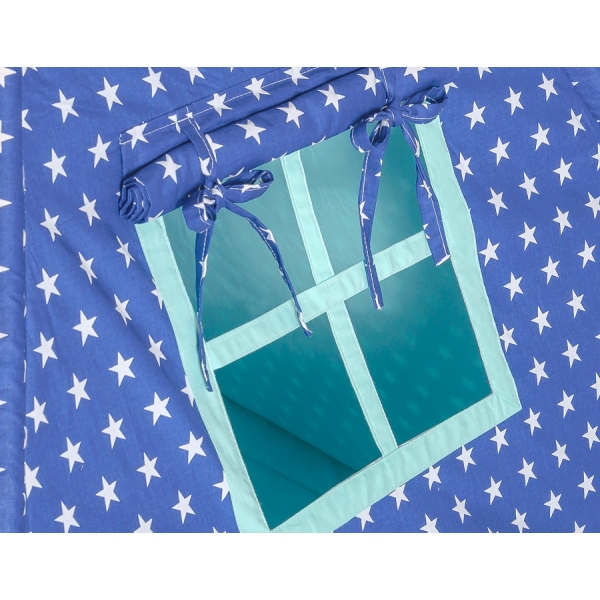 MINI Set: Teepee Zelt mit Spielmatte und Schmuckfedern GRATIS! - Dunkelblaue sternchen